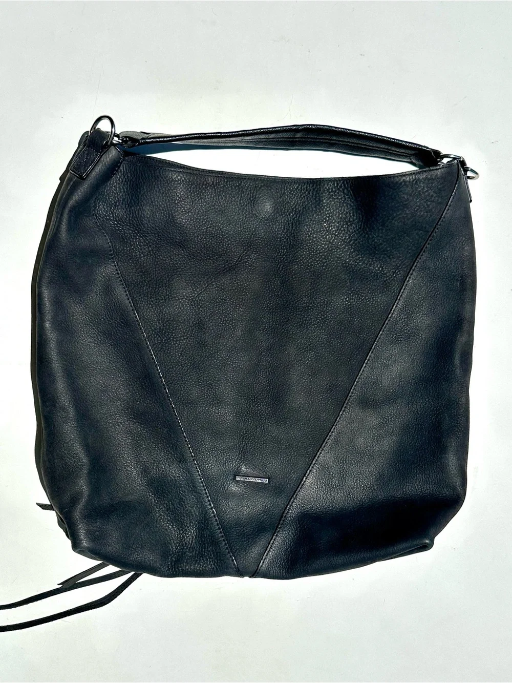 Rebecca Minkoff Moto Hobo Black Leather Bag with Zipper Accents